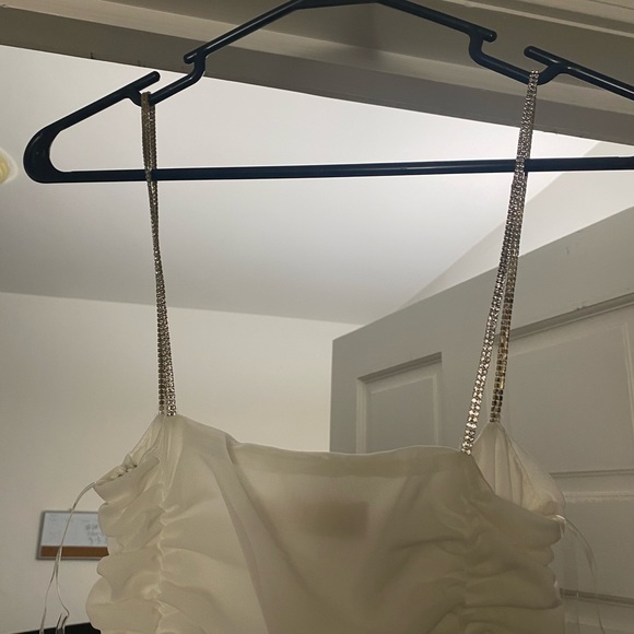 Mesh Ruched diamante strap midi dress - size small - Picture 8 of 8